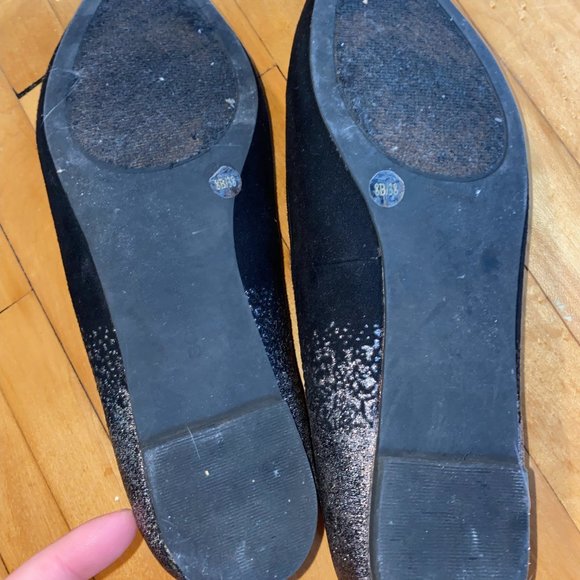 Black Silver Sparkles Pointed Toe Flat. Business in front/party in the back - Picture 6 of 6